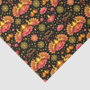 Happy Diwali Wrapping Paper — Lotus, Diya & Peacoc