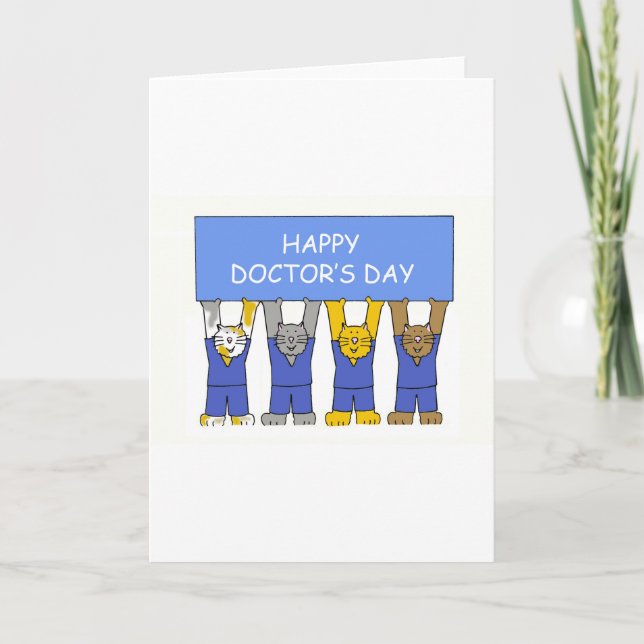 Happy Doctor's Day Cartoon Cats Card (Front)