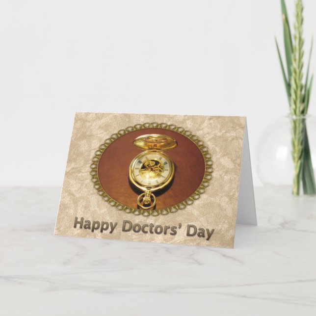 Happy Doctors' Day Gold Timepiece Card (Front)