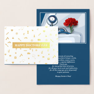 Happy Doctors' Day. Red Carnation Luxury Foil Card