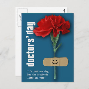 Happy Doctors' Day. Red Carnation   Postcard