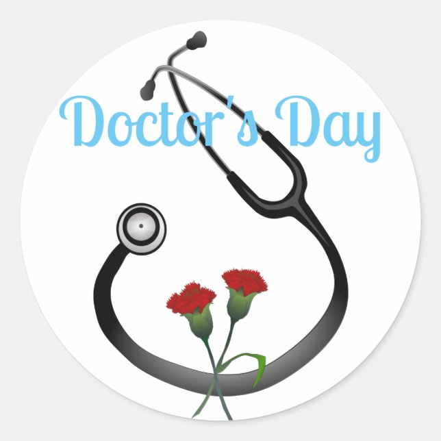 Happy Doctor's Day Stethoscope  Classic Round Sticker (Front)