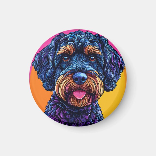 Happy Dog Against Colourful Background Magnet (Front)