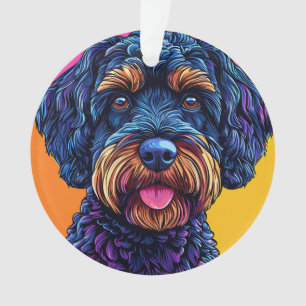 Happy Dog Against Colourful Background Ornament