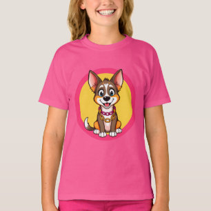 Happy Dog Cartoon Illustration T-Shirt
