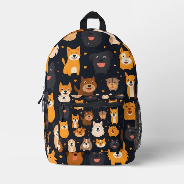 Happy dog collage  printed backpack (Front)