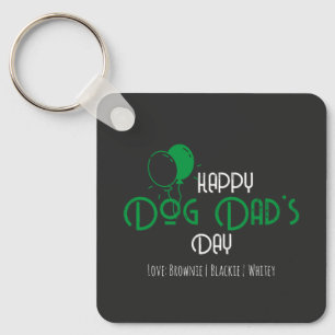 Happy Dog Dad’s Day with Green Balloons & Puppies Key Ring