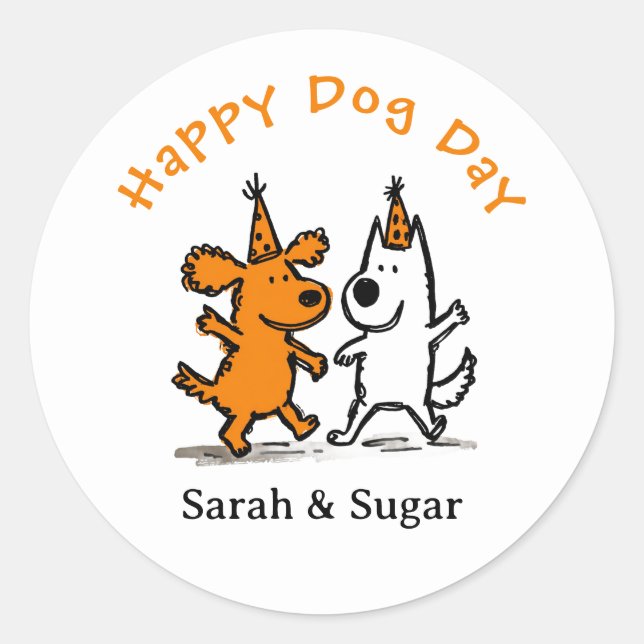 Happy Dog Day Stickers – Cute Paw Print Party Labe (Front)