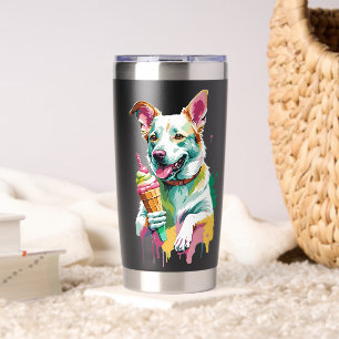 Happy Dog eating an ice-cream Insulated Tumbler