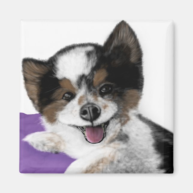 Happy Dog Face Magnet (Front)