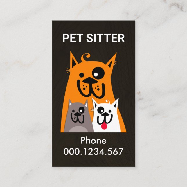 Happy Dog Family Pet Sitter Business Card (Front)