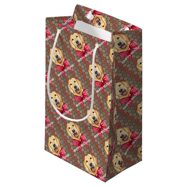 Happy Dog Holidays Small Gift Bag (Front Angled)
