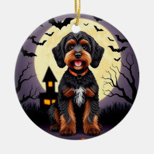 Happy Dog in Halloween Theme Ceramic Tree Decoration