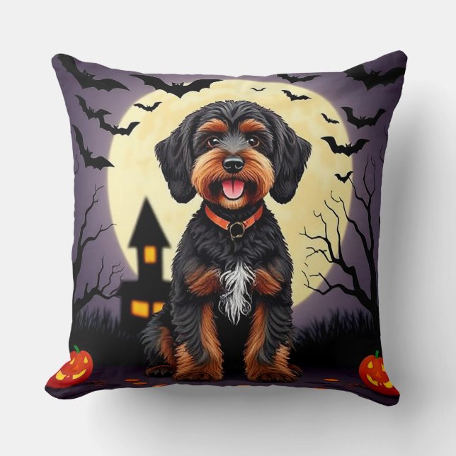 Happy Dog in Halloween Theme Cushion (Front)
