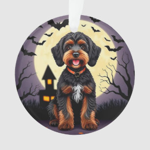 Happy Dog in Halloween Theme Ornament