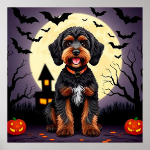 Happy Dog in Halloween Theme Poster