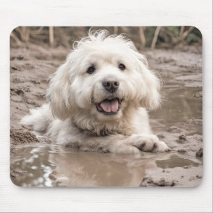 Happy Dog In Mud Puddle Mouse Mat