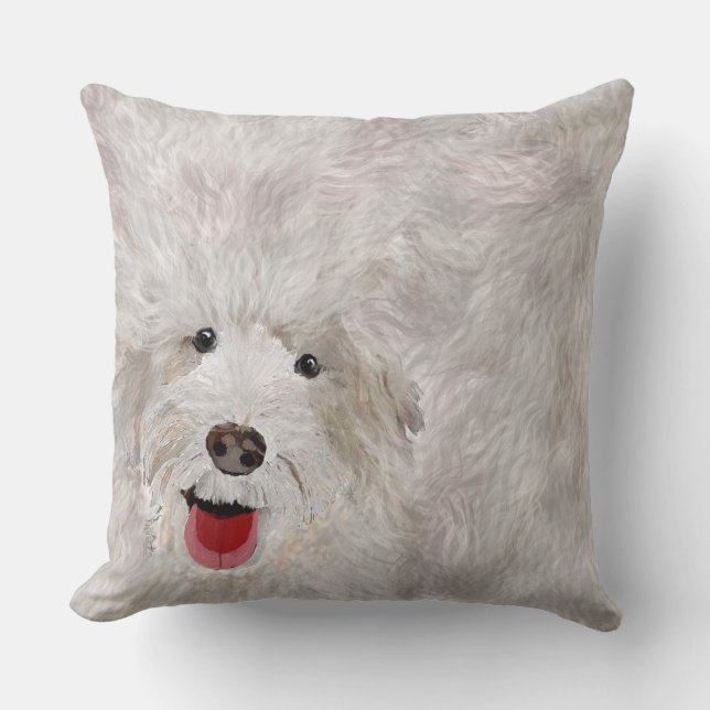 Happy Dog, Labradoodle Smiling Cushion (Front)