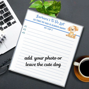 Happy Dog or Photo Personalised Planner To Do  Notepad