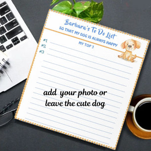 Happy Dog or Photo Personalised To Do Planner  Notepad