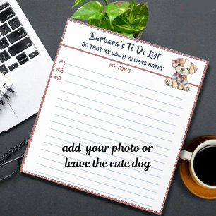 Happy Dog or Photo Personalised To Do Planner Notepad
