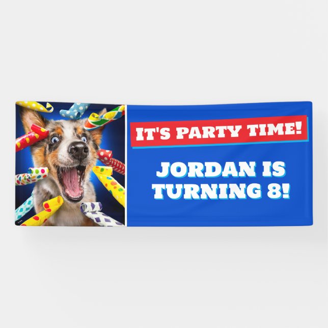 Happy Dog Party Blowers Banner (Horizontal)