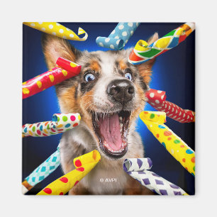 Happy Dog Party Blowers Magnet