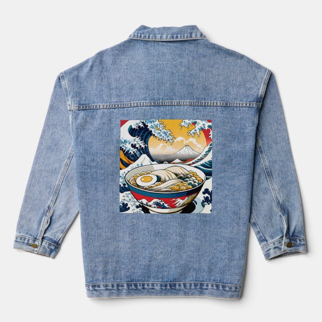 Happy Dog Portrait Denim Jacket (Back)