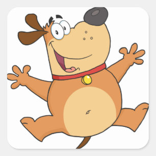 Happy Dog Square Sticker