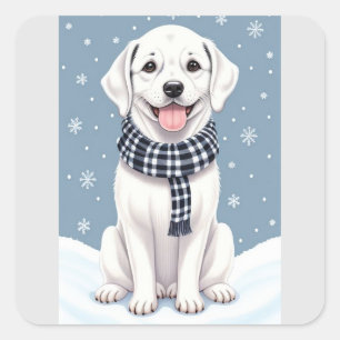 Happy Dog Square Sticker