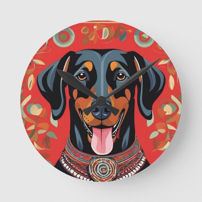 Happy Dog Template Replace with Your Photo Round Clock (Front)