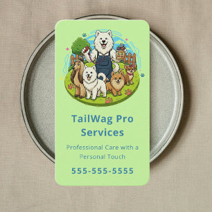 Happy Dog Walker Pet Care Service Sitter Green Business Card