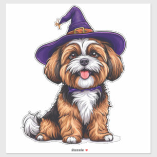 Happy Dog Wearing a Witch Hat