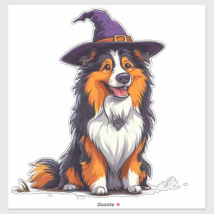 Happy Dog Wearing a Witch Hat