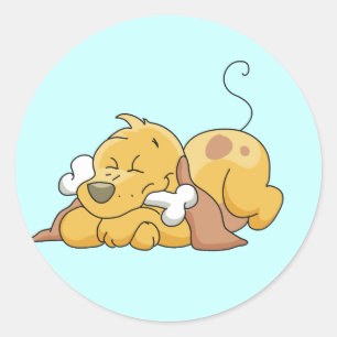 Happy Dog With Bone Tshirts and Gifts Classic Round Sticker