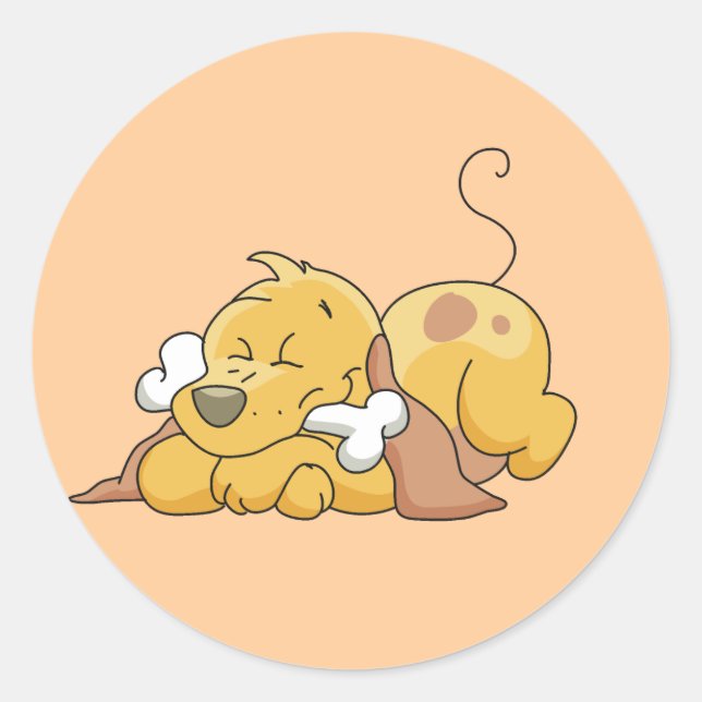 Happy Dog With Bone Tshirts and Gifts Classic Round Sticker (Front)