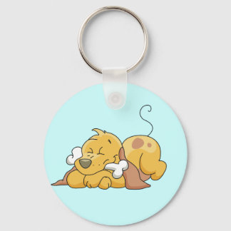 Happy Dog With Bone Tshirts and Gifts Key Ring