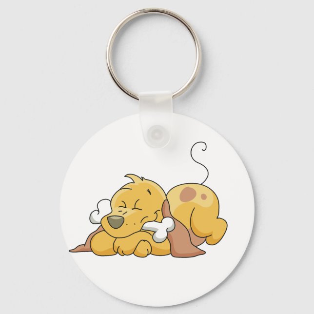 Happy Dog With Bone Tshirts and Gifts Key Ring (Front)