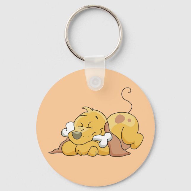 Happy Dog With Bone Tshirts and Gifts Key Ring (Front)