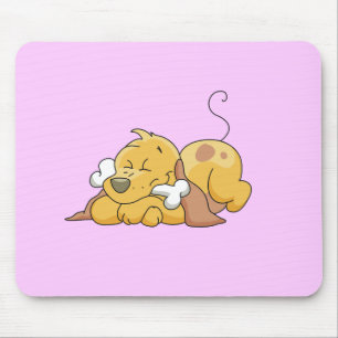 Happy Dog With Bone Tshirts and Gifts Mouse Mat