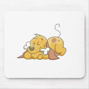 Happy Dog With Bone Tshirts and Gifts Mouse Mat