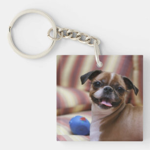 Happy Dog with Toy Key Ring