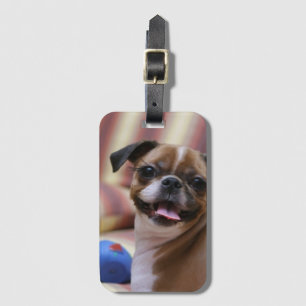 Happy Dog with Toy Luggage Tag