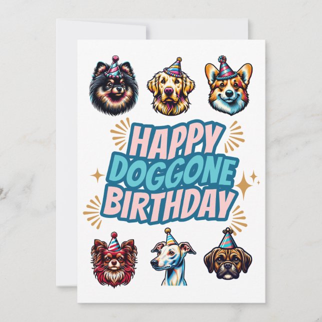 Happy Doggone Birthday Greeting Card  (Front)