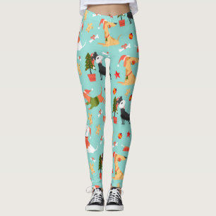 Happy Dogs Christmas Pattern Leggings