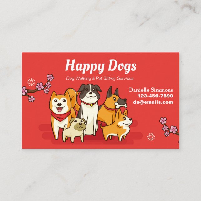 Happy Dogs Dog Sitting Business Cards (Front)