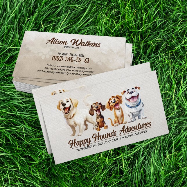 Happy Dogs Illustration Business Card (Creator Uploaded)