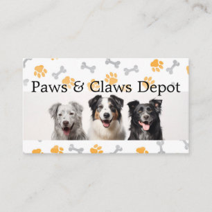 Happy Dogs Paw Prints and Bones Business Card