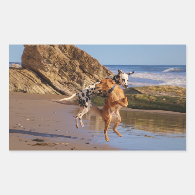 happy dogs rectangular sticker (Front)