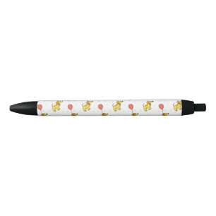 Happy Dogs with Balloons Pattern Black Ink Pen